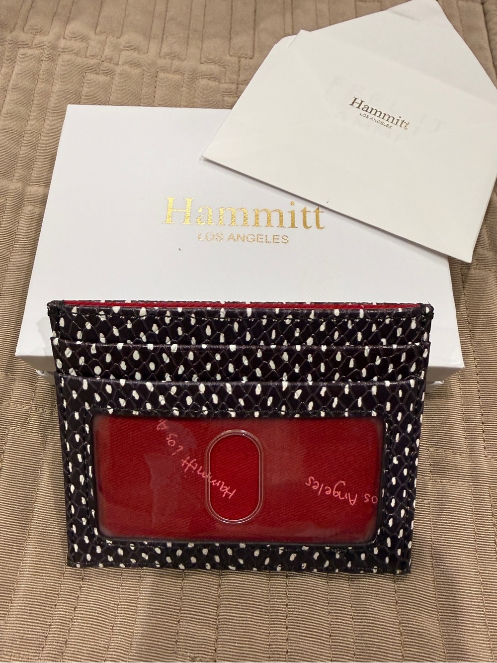 Hammitt Brown & White Card Sleeve with Red Interior